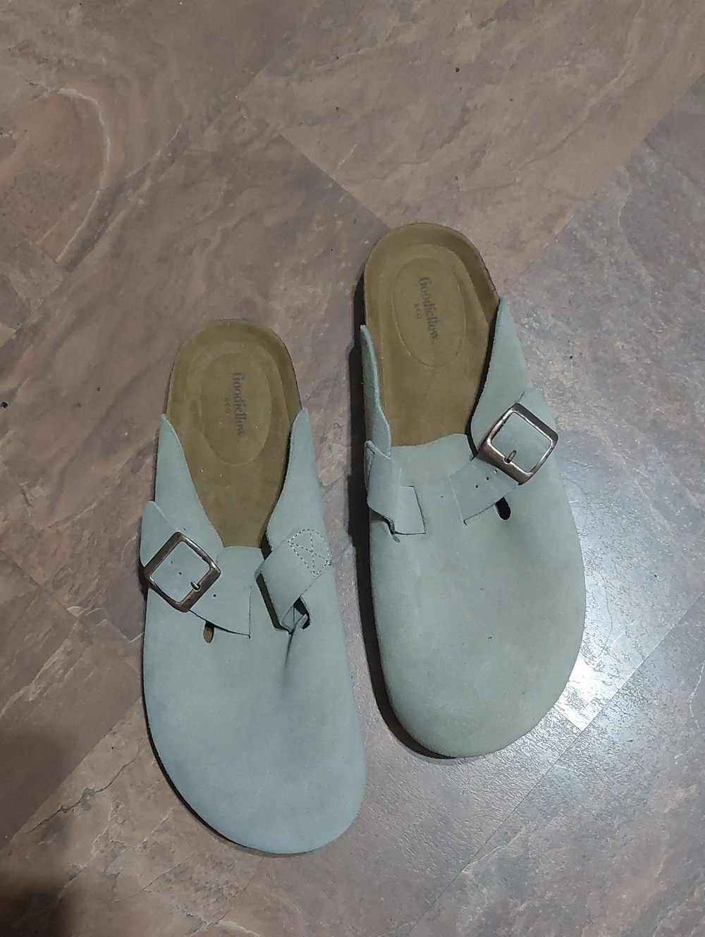 Goodfellow &CO Suede Buckle Slip-On Clogs in Light Tan - Picture 1 of 2